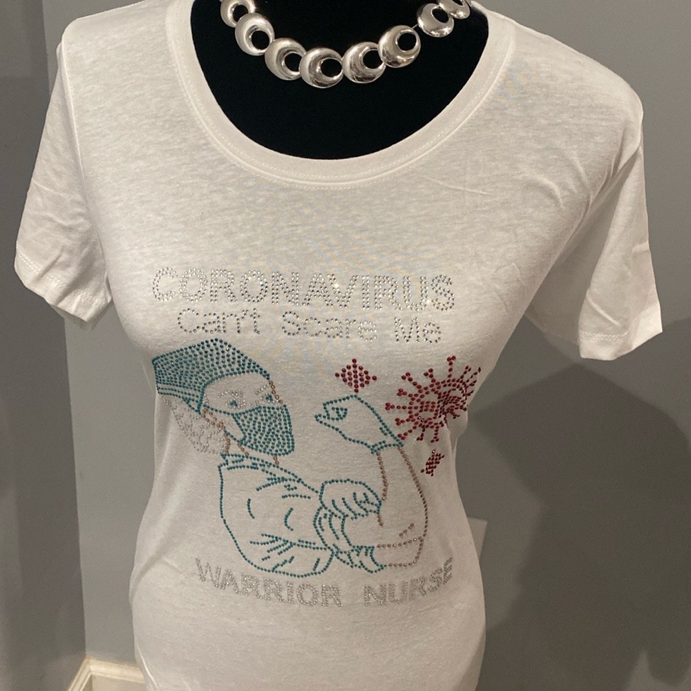 Warrior Nurse Graphic Tee | Novelty Statement T-Shirt | White | New